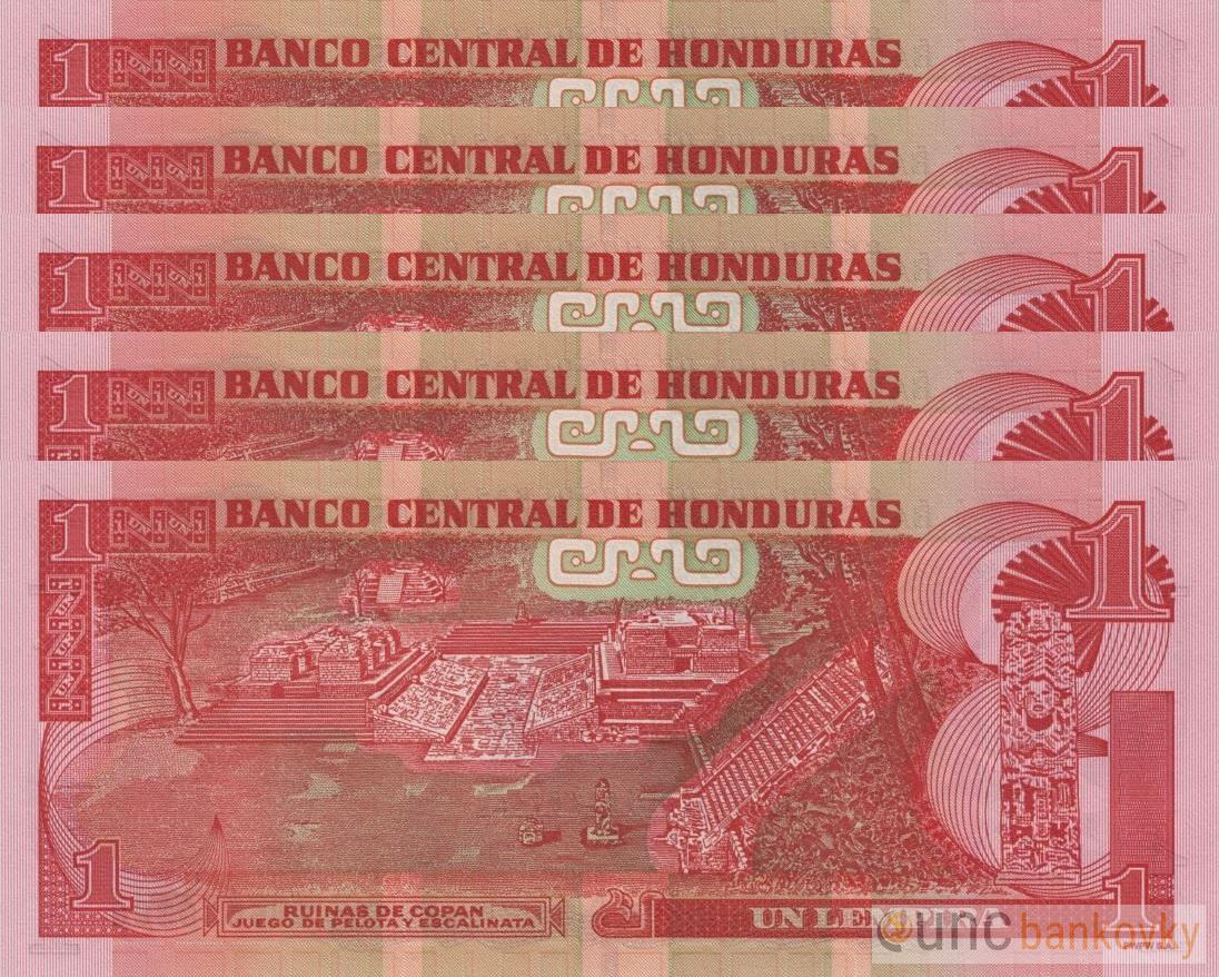 5x Honduras 1 Lempira dealer set UNC