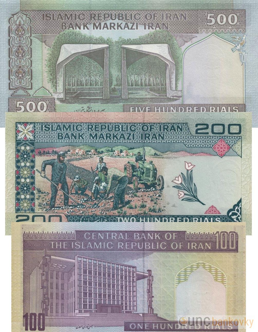 Irán sada 100-200-500 Rials UNC