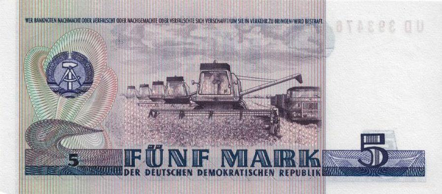 Německo DDR 5 Mark 1975 UNC