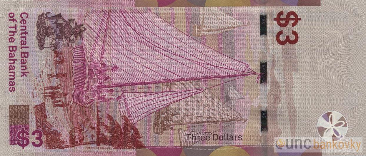 Bahamy 3 Dollars 2019 UNC