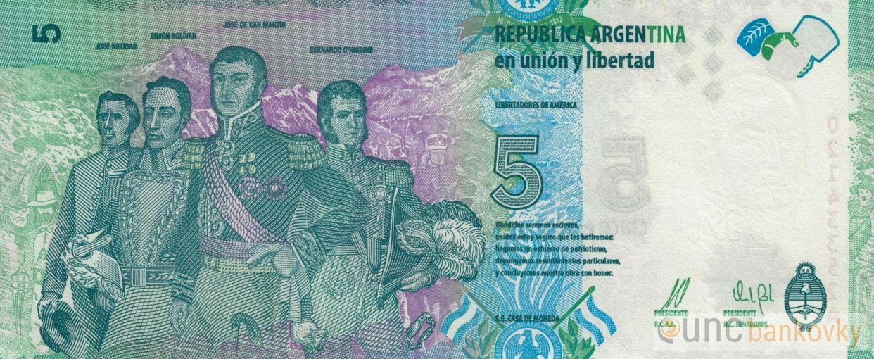 Argentina 5 Pesos 2015 UNC