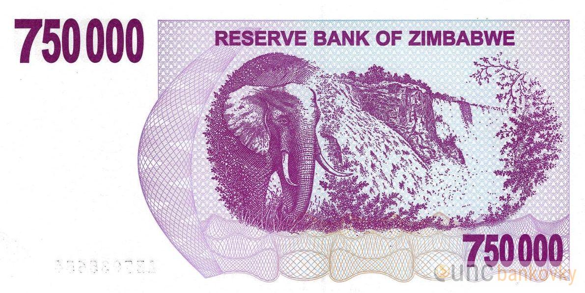 Zimbabwe 750.000 Dollars 2007 UNC