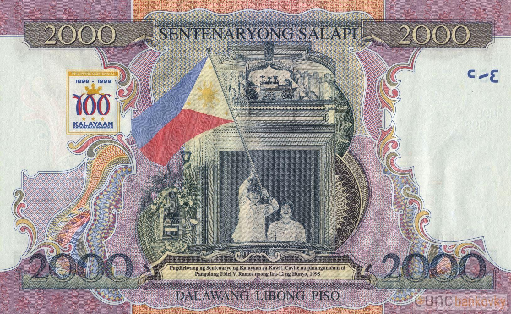 Filipíny 2000 Piso 1998 UNC