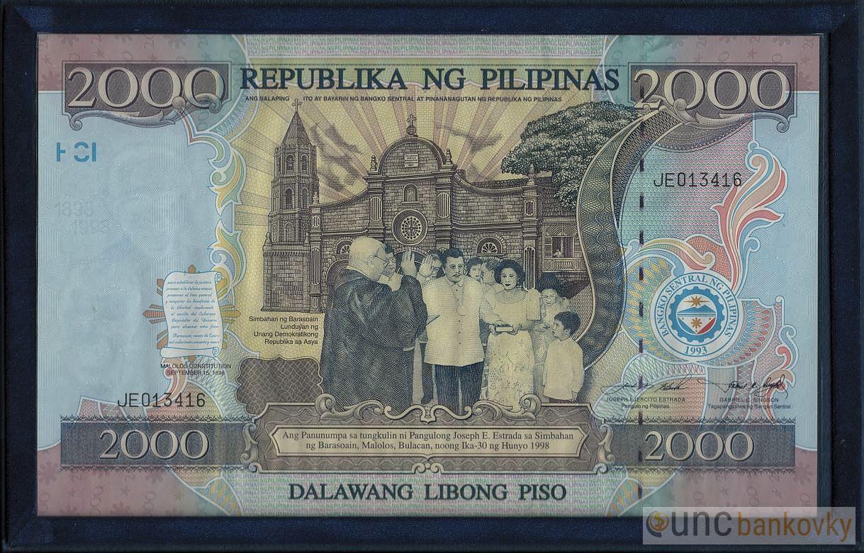 Filipíny 2000 Piso 1998 UNC