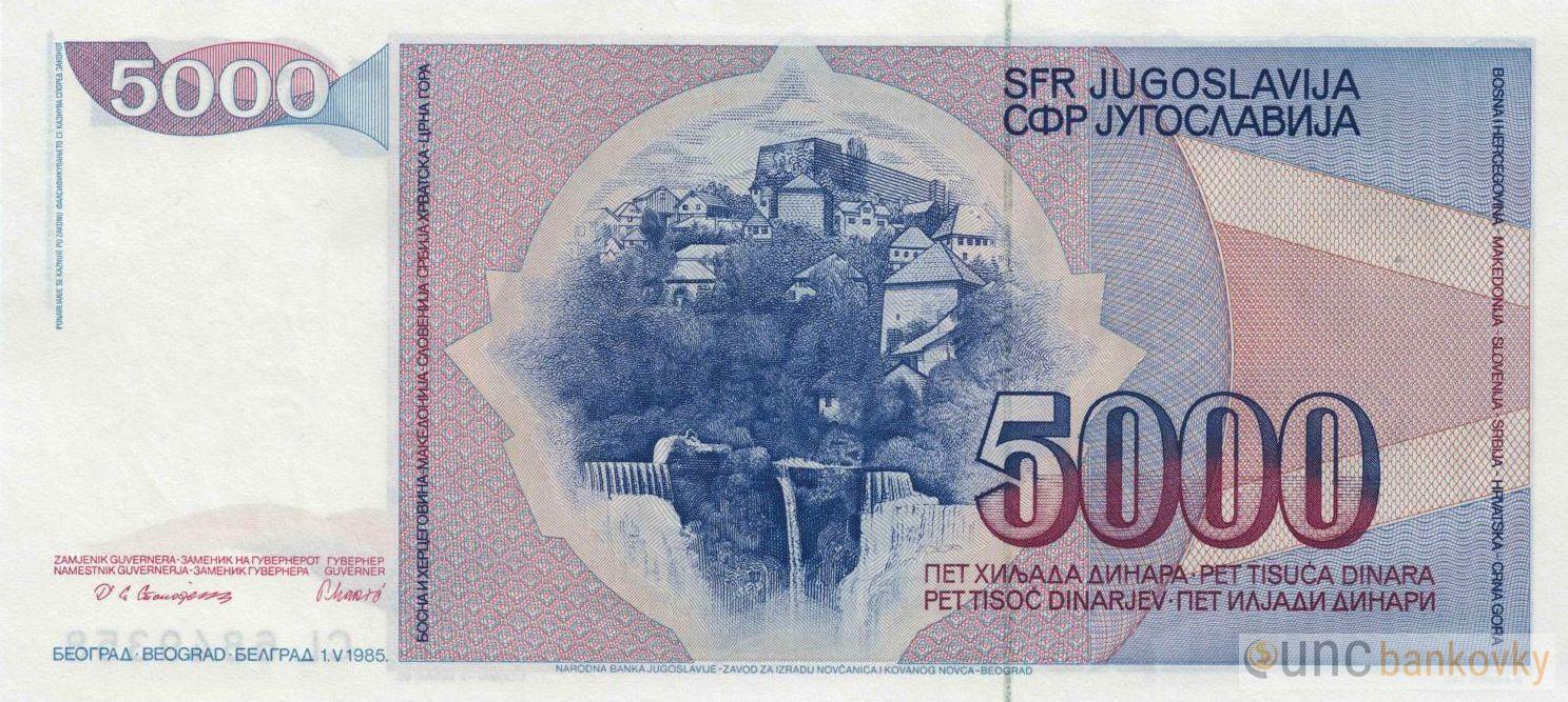 Jugoslávie 5000 Dinara 1985 UNC