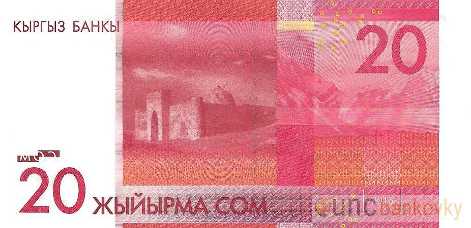 Kyrgyzstán 20 Som 2016 UNC