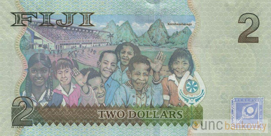 Fiji 2 Dollars 2007 UNC