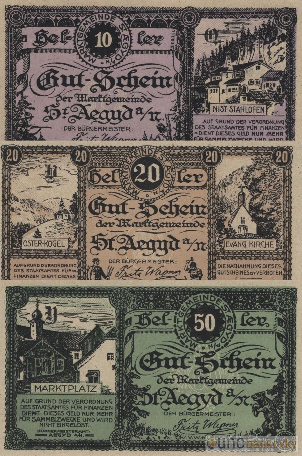 Rakousko sada nouzovek 1920 UNC