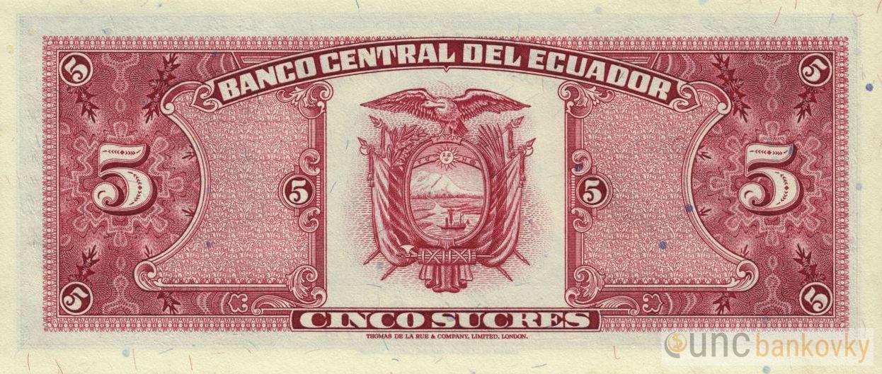 Ekvádor 5 Sucres 1988 UNC
