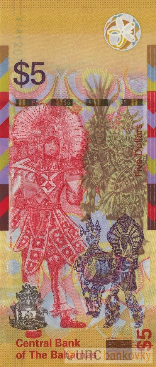 Bahamy 5 Dollars 2020 UNC