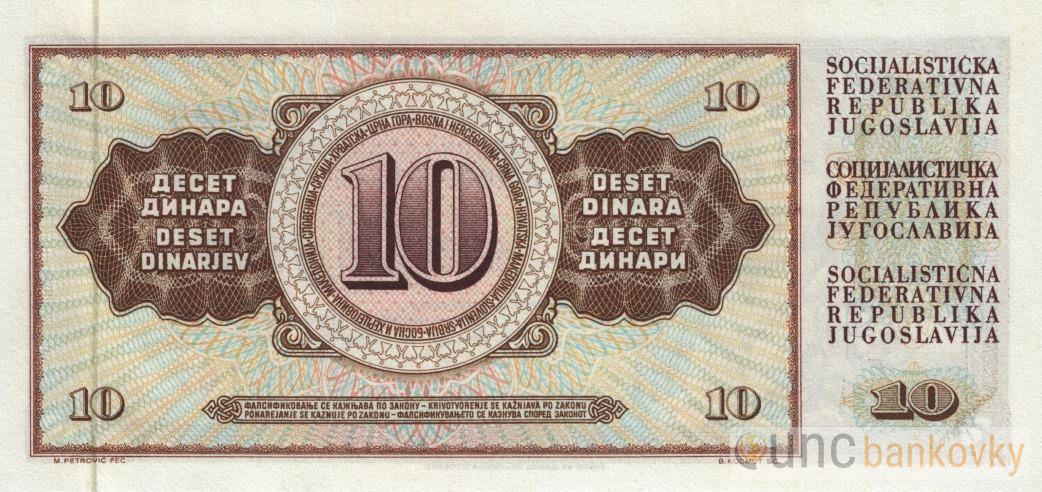 Jugoslávie 10 Dinara 1968 UNC