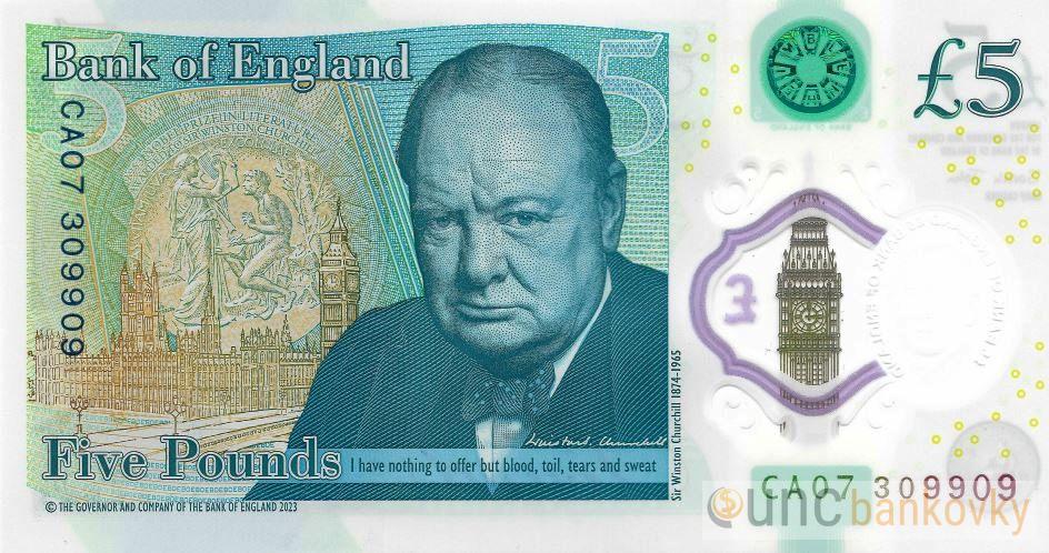 Británie 5 Pounds 2023 Charles UNC