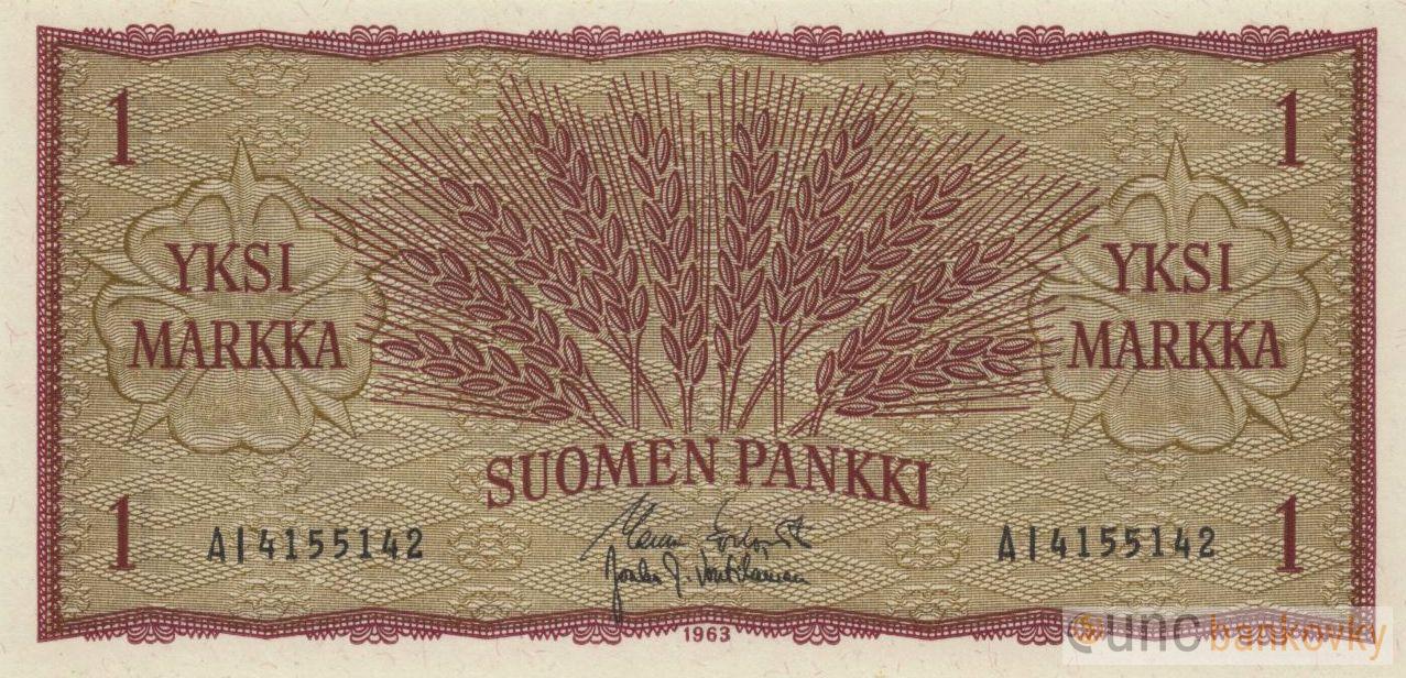Finsko 1 Markka 1963 UNC