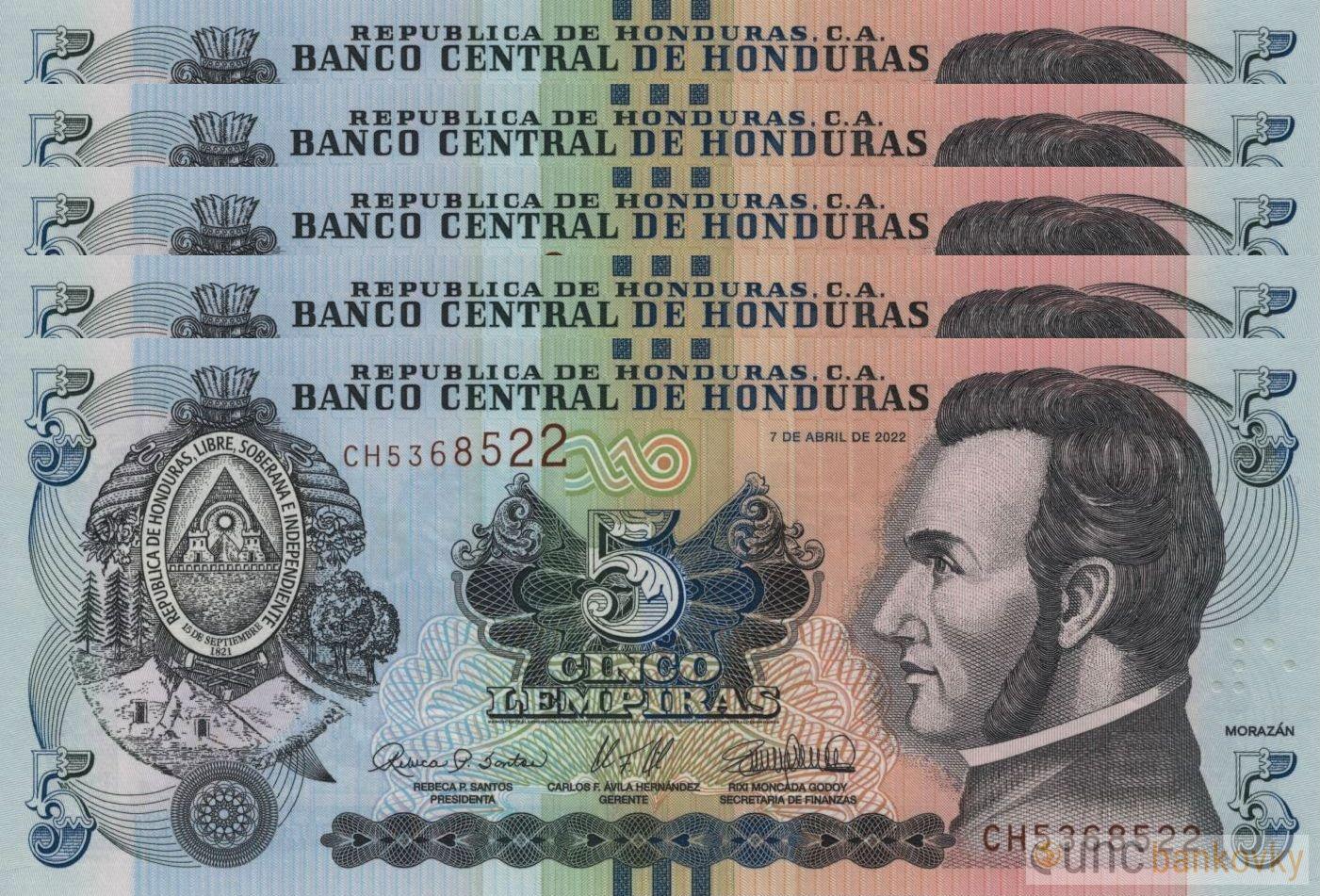 5x Honduras dealer set UNC