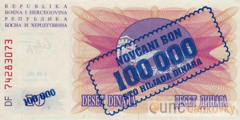 Bosna 100.000 Dinara 1993 UNC