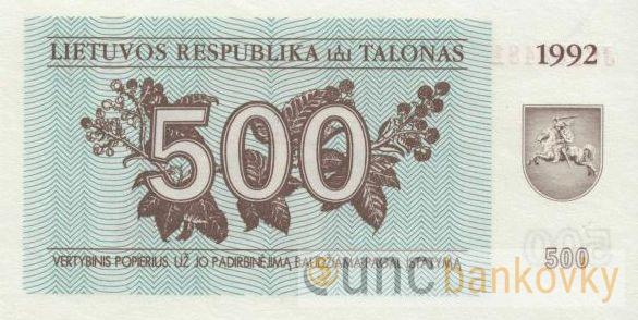 Litva 500 Talonu 1992 UNC