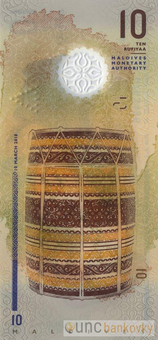 Maledivy 10 Rufiyaa 2015 UNC