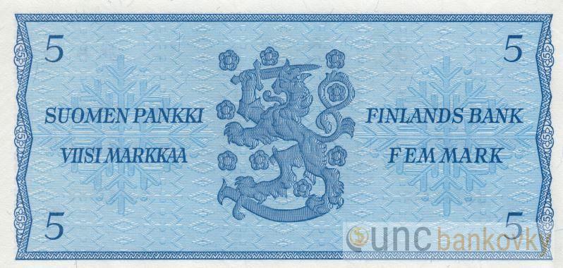 Finsko 5 Markaa 1963 UNC