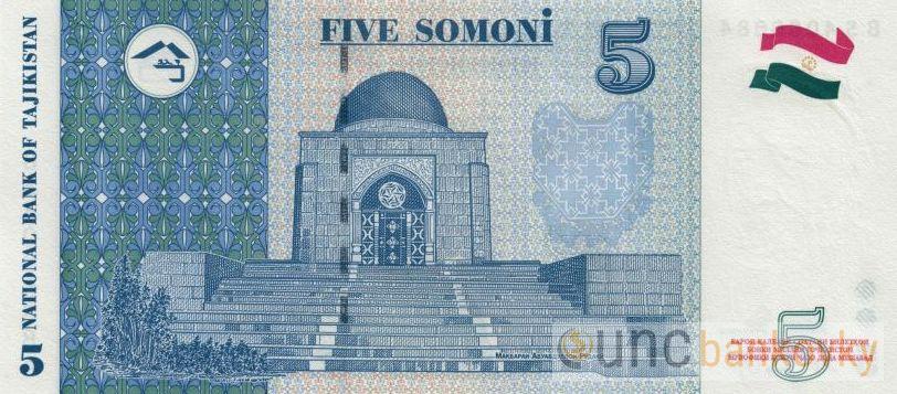Tadžikistán 5 Somoni 1999 UNC