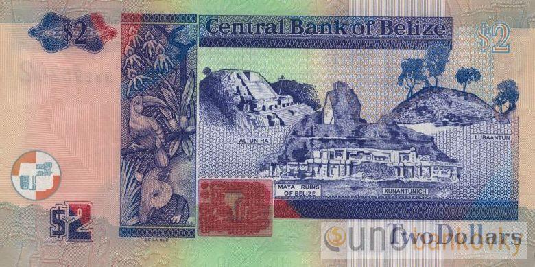 Belize 2 Dollars 2021 UNC