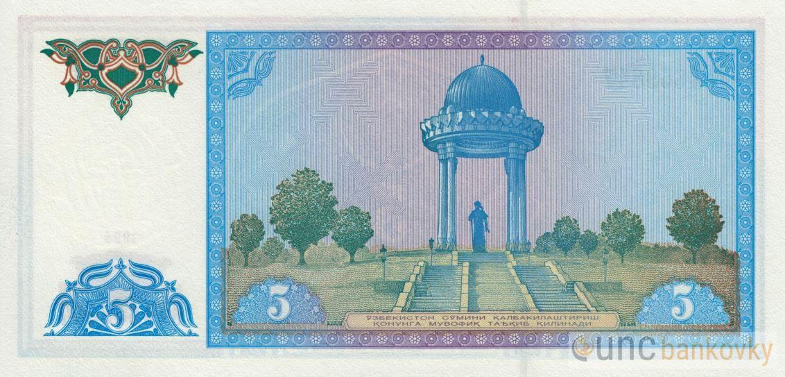 Uzbekistán 5 Som 1994 UNC