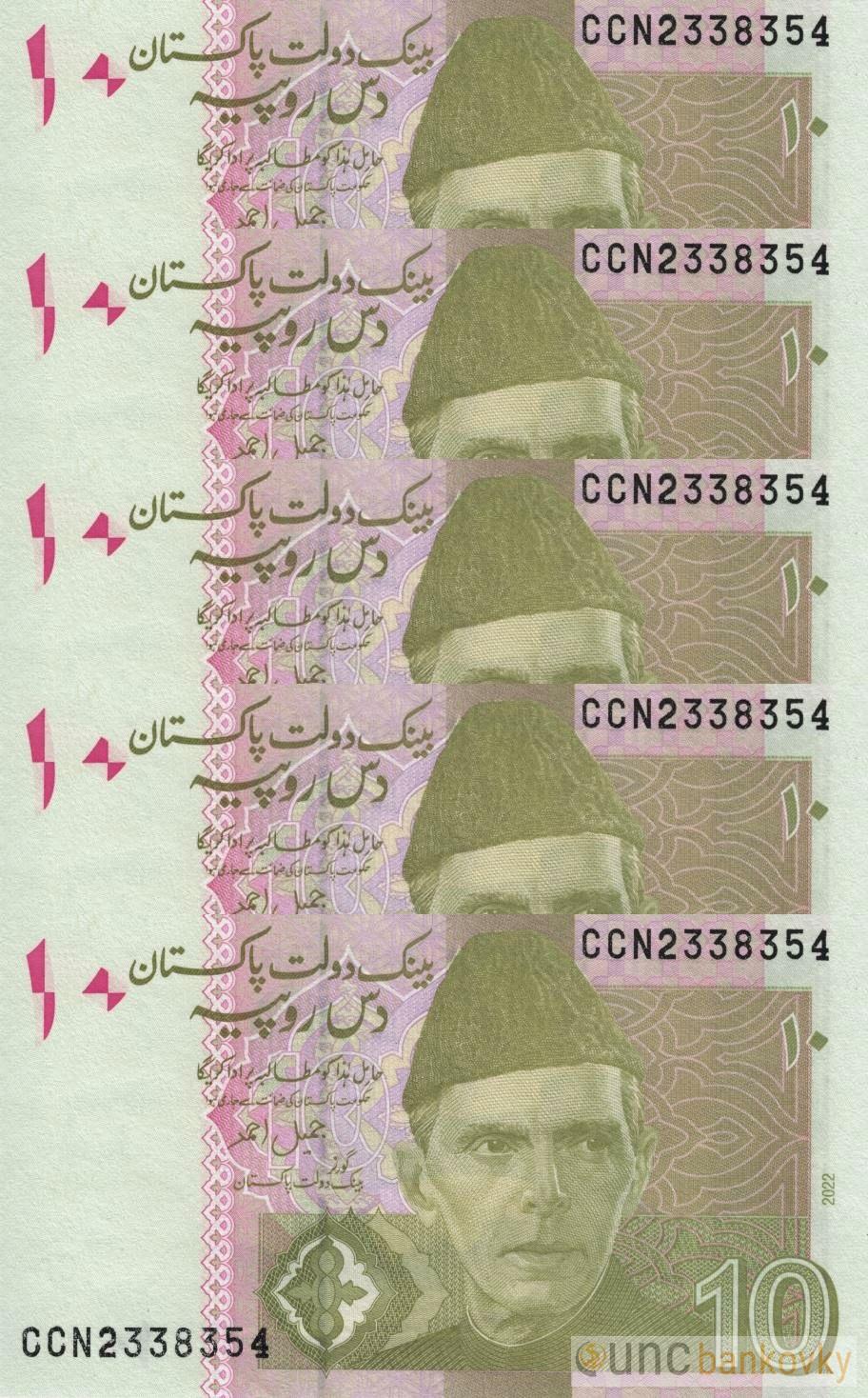 5x Pakistán 2022 dealer set UNC