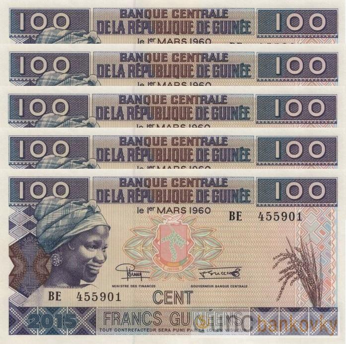 5x Guinea 2015 dealer set UNC