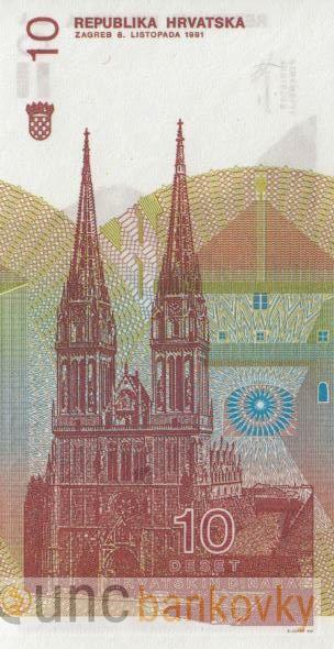 Chorvatsko 10 Dinara 1991 UNC