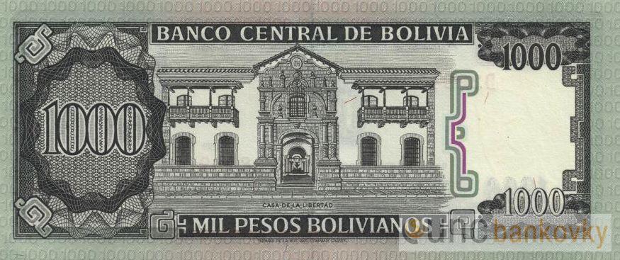 Bolívie 1000 Bolivianos 1982 UNC