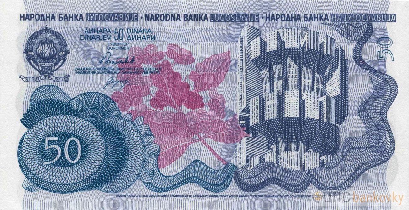 Jugoslávie 50 Dinara 1990 UNC