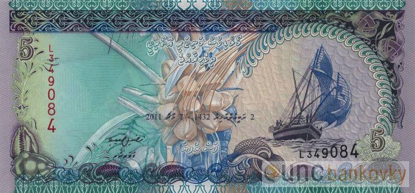 Maledivy 5 Rufiyaa 2011 UNC