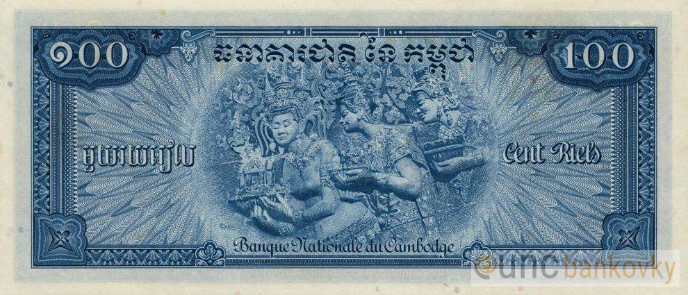 Kambodža 100 Riels 1972 UNC v2