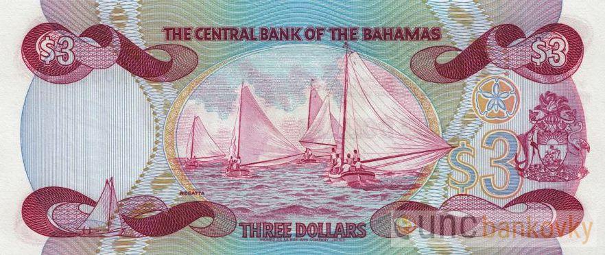 Bahamy 3 Dollars 1974 UNC