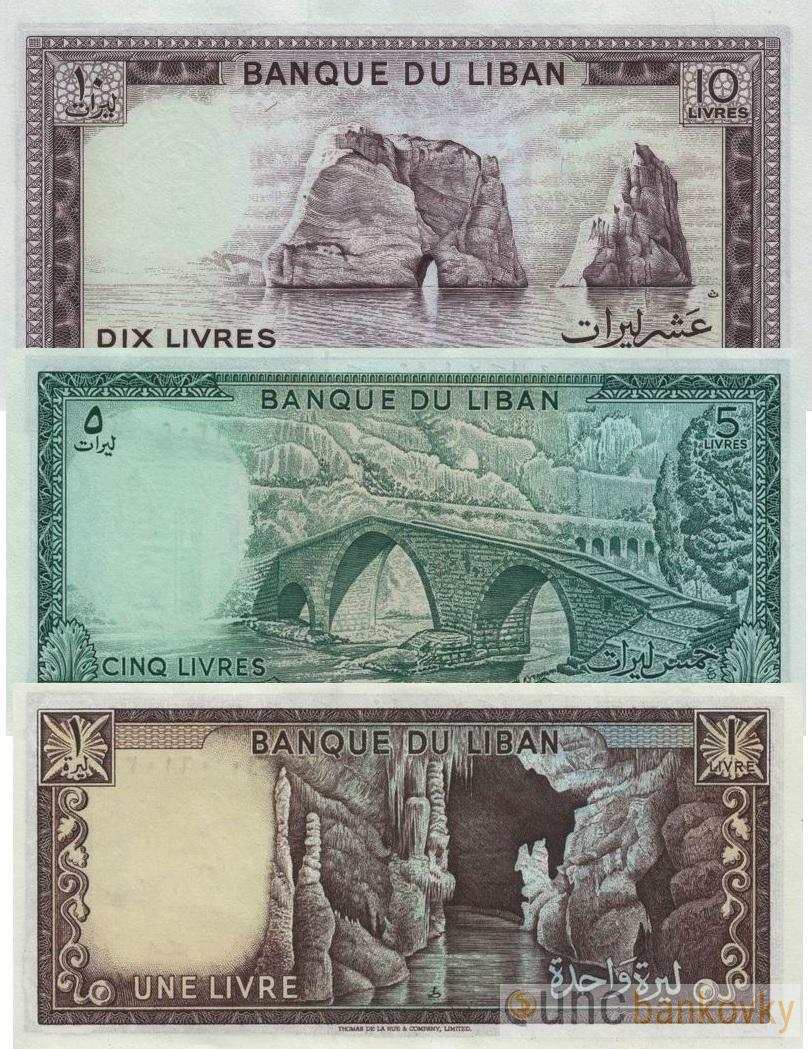 Libanon sada 1 až 10 Livres 1980-86 UNC