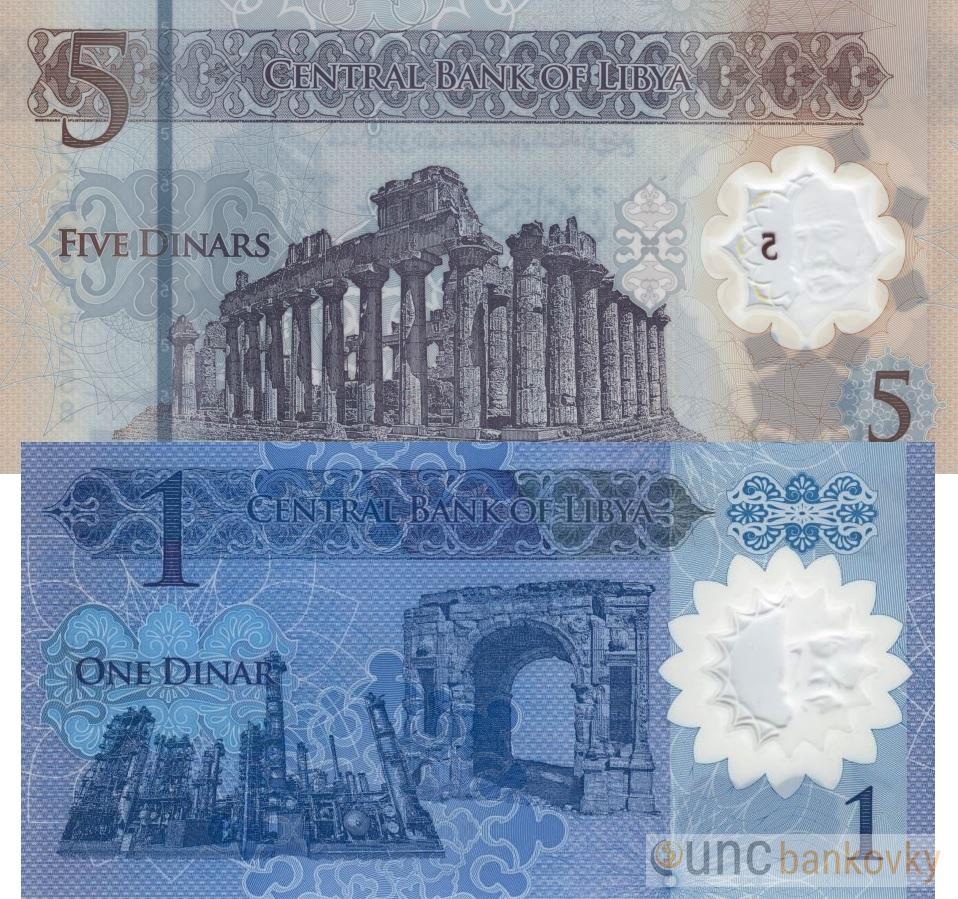 Libye 1 a 5 Dinar 2019-2021 UNC
