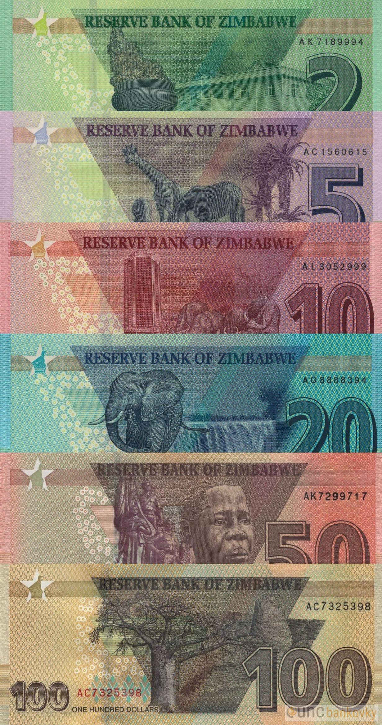 Zimbabwe sada 2-5-10-20-50-100 2020 UNC