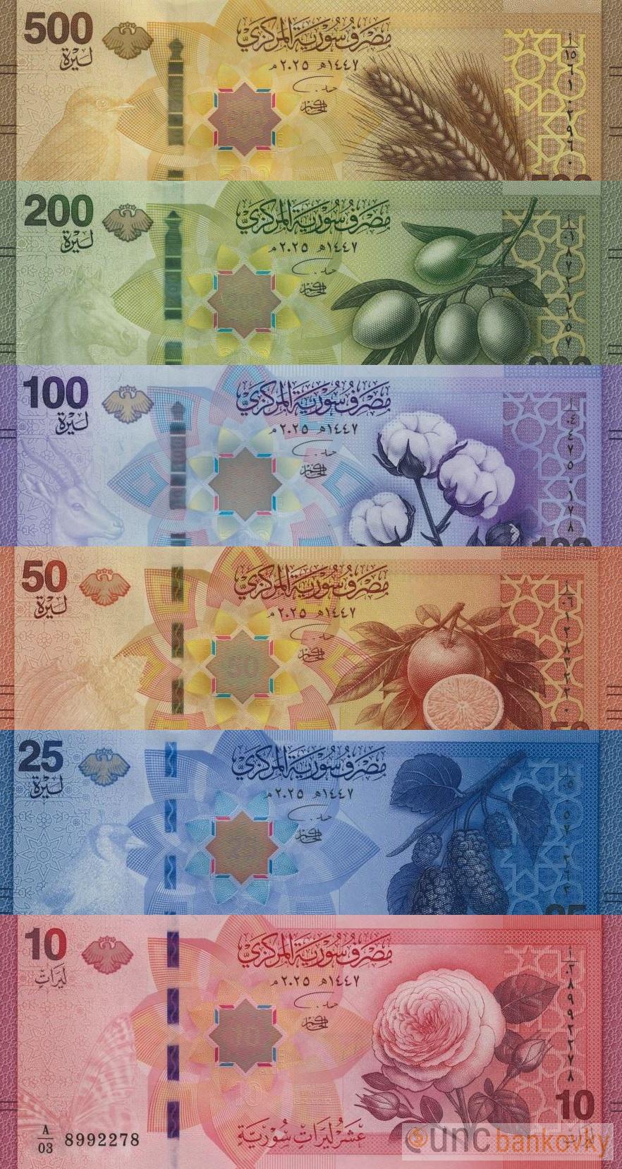 Syrie sada 10-25-50-100-200-500 2026 UNC