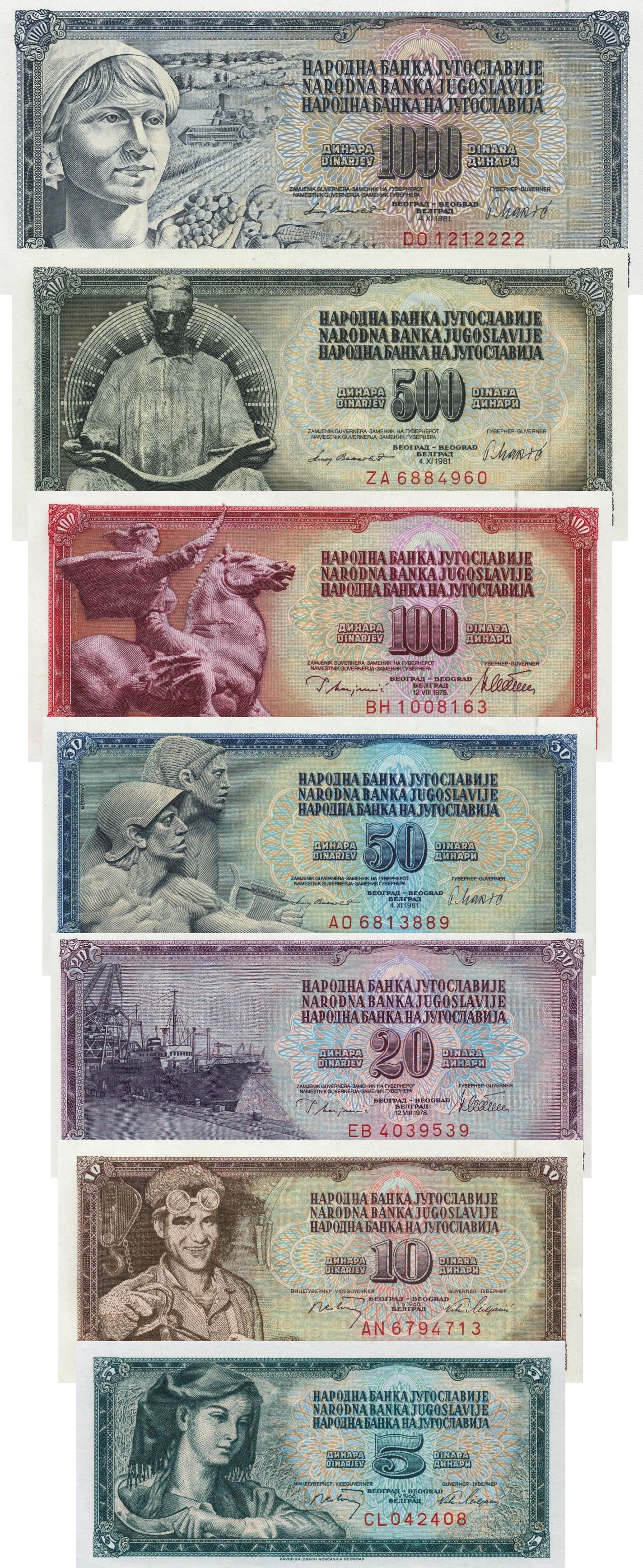 Jugoslávie komplet set 1968 - 1981 UNC