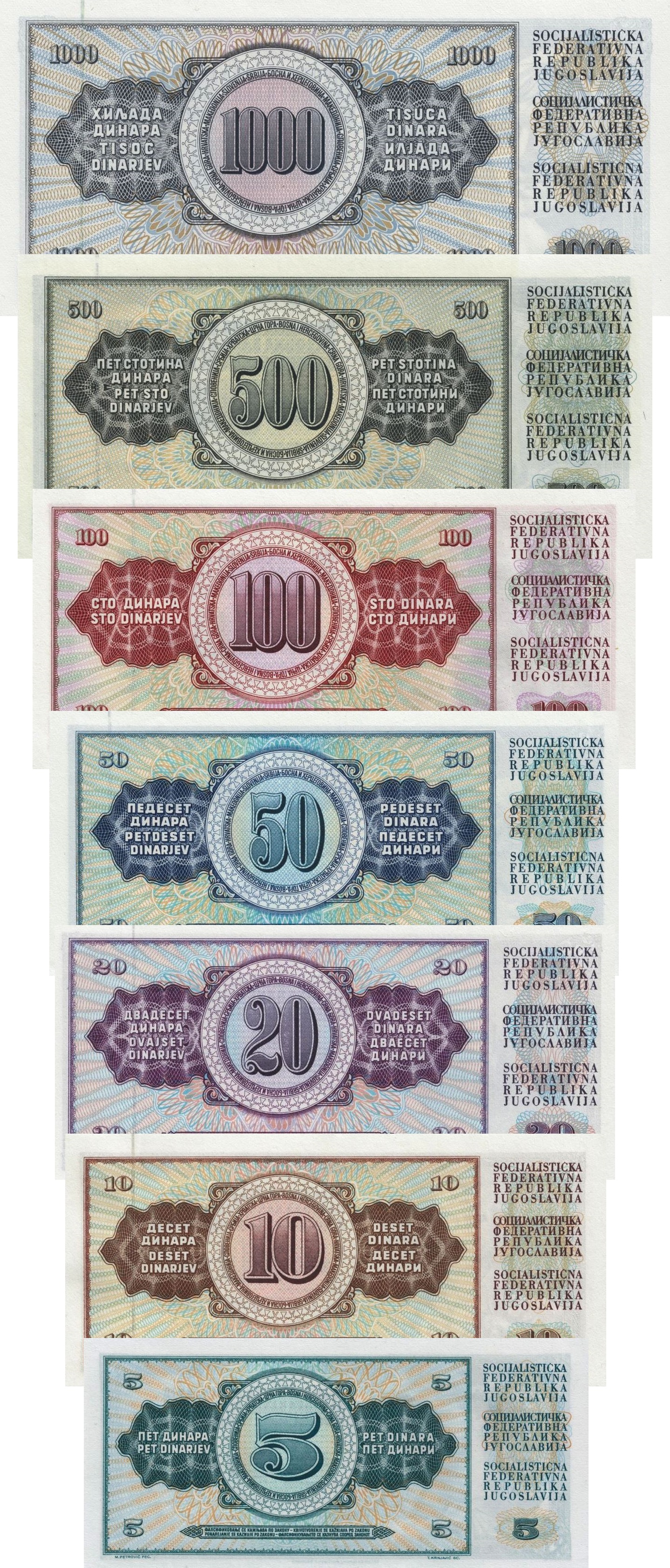 Jugoslávie komplet set 1968 - 1981 UNC