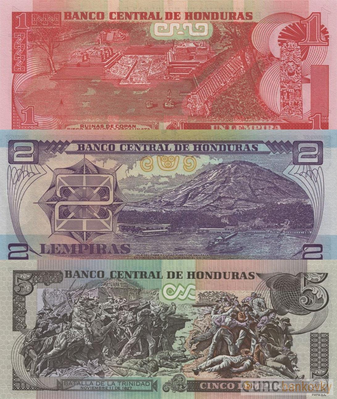 Honduras sada 1-2-5 Lempiras 2022-2024 UNC