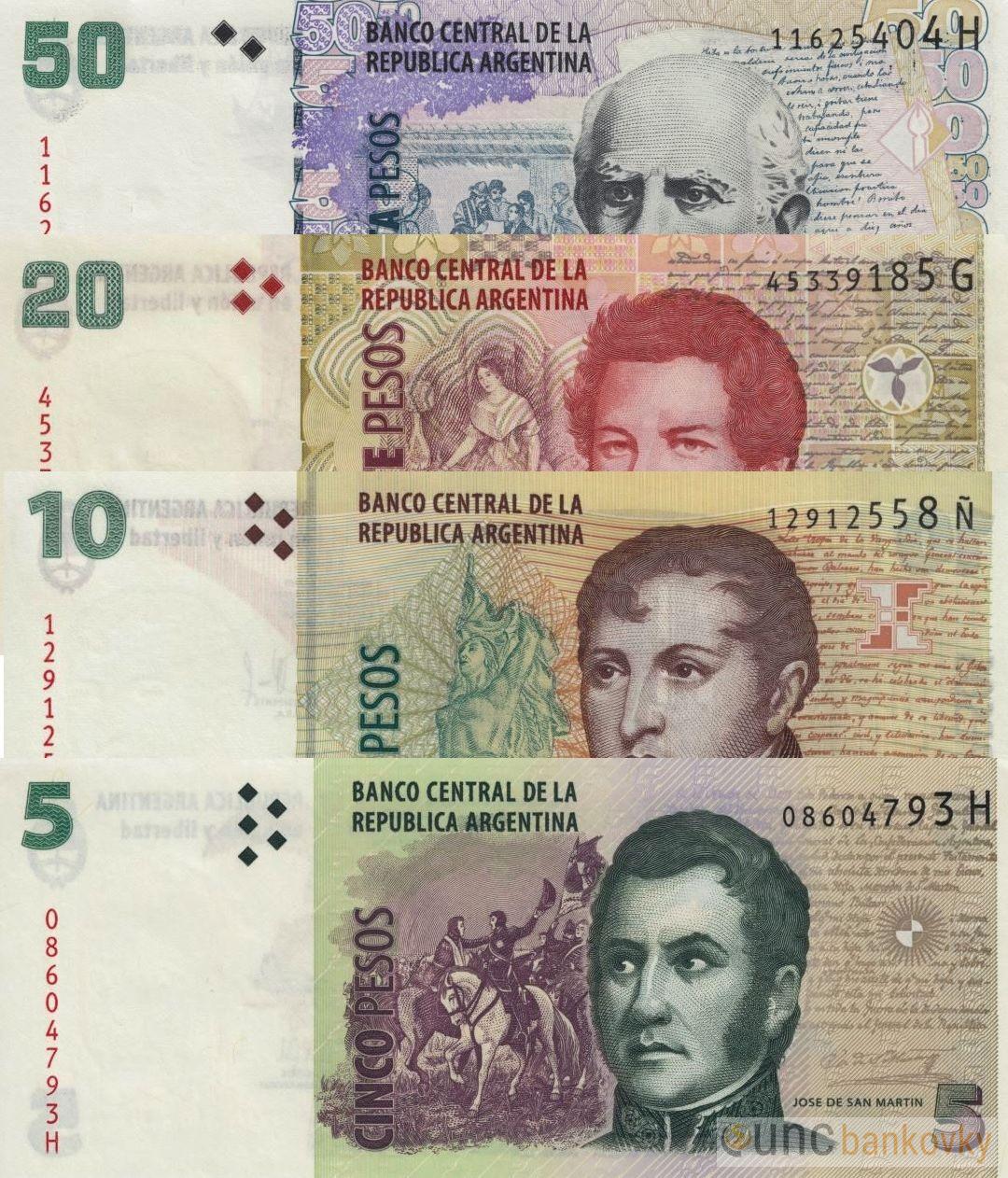Argentina sada 5-10-20-50 Pesos 2003 UNC