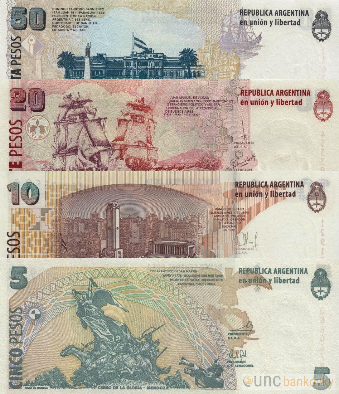 Argentina sada 5-10-20-50 Pesos 2003 UNC