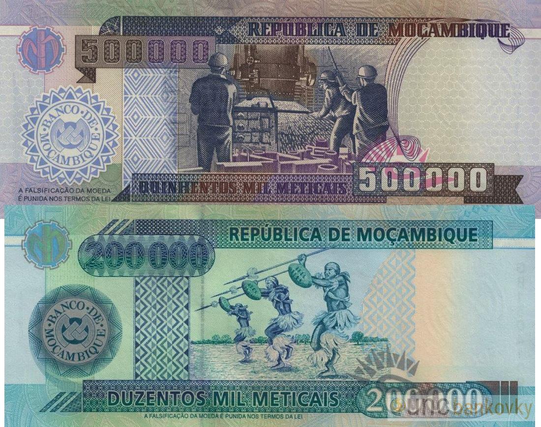 Mosambik sada 200.000-500.000 Meticais 2003 UNC