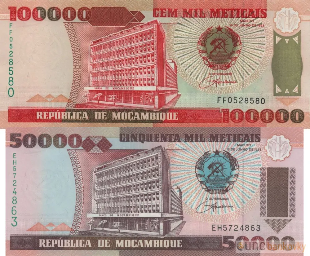 Mosambik sada 50.000-100.000 Meticais 1993 UNC
