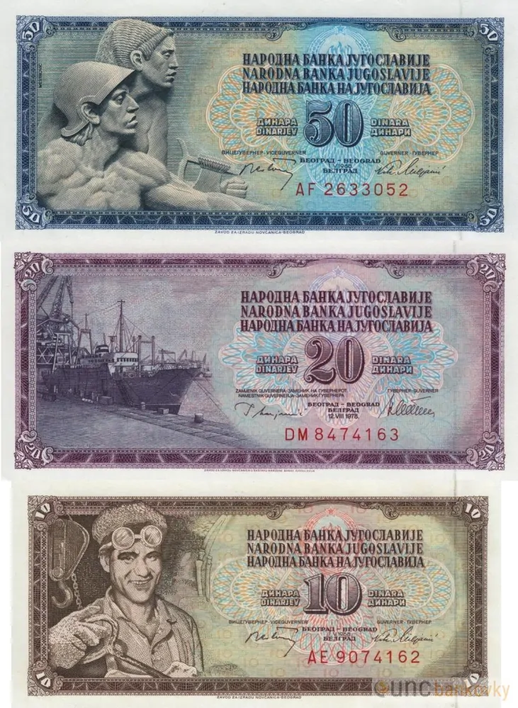 Jugoslávie sada 1968-1978 UNC
