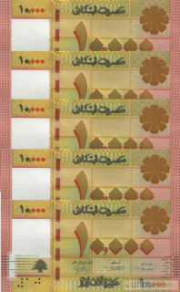 5x Libanon 10000 Livres dealer set UNC