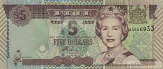 Fiji 5 Dollars 2002 UNC
