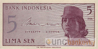 Indonesie 5 Sen 1964 UNC