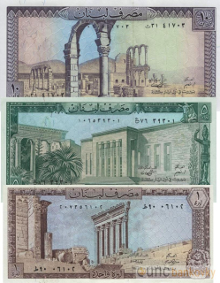 Libanon sada 1 až 10 Livres 1980-86 UNC