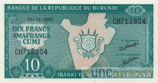Burundi 10 Francs 2007 UNC